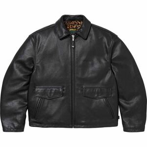 S Supreme 24FW Schott Leather Racer Jacket Black