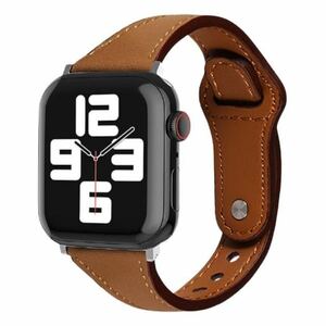 ★42mm~44mm|Apple Watch|革バンド|ブラウン★ レザー/スリム/ユニセックス/本革/ベルト/おしゃれ/スタイリッシュ [匿名配送 毎日発送]