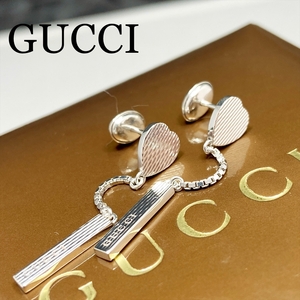 新品仕上 グッチ GUCCI ラリアット スウィング ハート ピアス シルバー 925