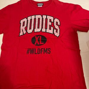 RUDIES COLLEGE-TルーディーズTシャツ LサイズRED 赤　レッド　カレッジ　バンド　夏フェス　10-FEET 中古