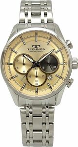 テクノス T0B70SC メンズ クロノグラフ 腕時計, シルバー, ゴールド, ブレスレットタイプ