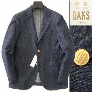 新品 12.5万 ダックス 日本製 起毛 デニムライク 金ボタン ジャケット L位 紺 【J58254】 DAKS LONDON ブレザー メンズ ウール ストレッチ