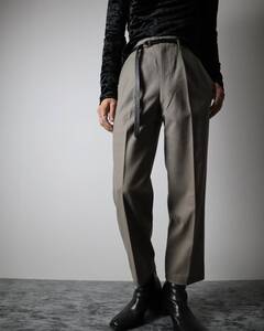 P1K151 Vintage 2tuck Wool Slacks Graige 80s 90s 2タック ウール ワイドストレート スラックス グレージュ W30