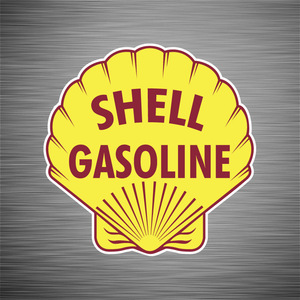 送料無料 海外　Shell Gasoline シェル ガソリン オイル 燃料 貝 yellow 150mm 車 バイク ステッカー