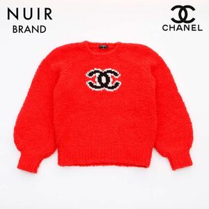 シャネル CHANEL ニット ボア ココマーク ウール レッド