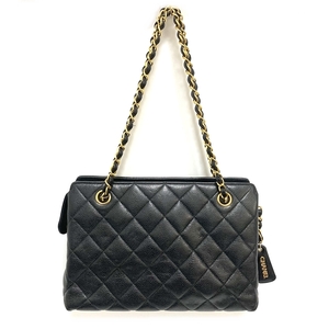 シャネル【CHANEL】ヴィンテージチェーンショルダーバッグ ハンドバッグ マトラッセ ブラック 黒 キャビアスキン 中古【かんてい局亀有店】