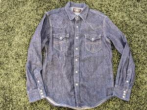 RRL インディゴ　バッファローウエスタンシャツ　コンチョボタン　Mサイズ