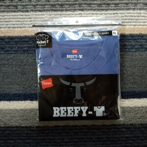 【XLサイズ】ポケットあり　Hanes　ヘインズ　ビーフィーTシャツ　BEEFY ヘビーウェイト　ヘザーブルー　クルーネック　ポケットつき H5190