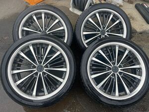 引き取り限定　絶版/RAYS BLACK FLEET V350 8J＋45 pcd114.3 5H ハブ径73 ワイトレ逃げ深 225/45R19×4本タイヤ付き