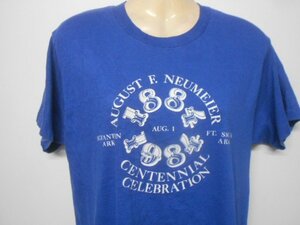 80s USA製　オールド　Tシャツ　M 青　1884 1984 stedmanアメリカ製　USA古着　c575