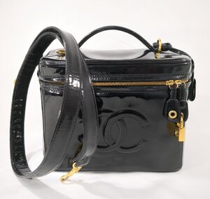 CHANEL シャネル バニティ バッグ ハンドバッグ ショルダー 2way エナメル ココマーク 黒 ブラック 鍵 ストラップあり