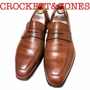 281.CROCKETT&JONES クロケットアンドジョーンズMERTON ペニーローファー コインローファー レザーシューズ ブラウン 7E