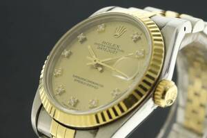 LVSP6-12-5 7T124-5 ROLEX ロレックス 腕時計 68273 オイスターパーペチュアル デイトジャスト 10Pダイヤ L番 約77g ボーイズ コンビ 中古