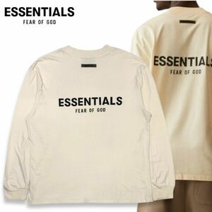 29 正規品 ESSENTIALS Fear of God エッセンシャルズ フィア オブ ゴッド Rubber LOGO L/S TEE 長袖 ラバーロゴ Tシャツ ロンT ベージュ L