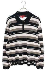 シュプリーム 長袖カットソー 24AW Stripe Zip L/S Polo サイズ:M ストライプジップポロ長袖カットソー 中古 OM10