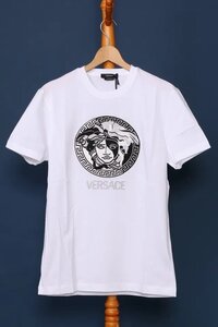 特価 セール SALE ヴェルサーチ ベルサーチ メンズ メドゥーサ ロゴ 刺繍 Tシャツ ホワイト サイズS versace MEDUSA 1006984 新品