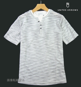 新品 ユナイテッドアローズ　Fレイヤード 半袖 メランジ ヘンリーネック　L　グレー　Tシャツ カットソー UNITED ARROWS