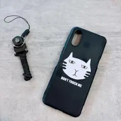 スマートフォンケース　スマホケース　猫　黒