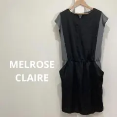 MELROSE CLAIRE 異素材切替え ワンピース ウエストゴム ポケット