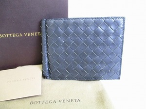 【新古品】 ボッテガヴェネタ BOTTEGA VENETA イントレチャート マネークリップ付き 二つ折り ウォレット 札入れ 財布 メンズ