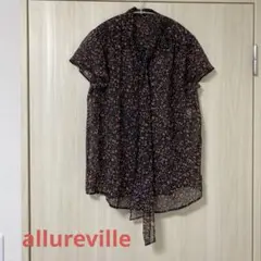 allureville ドットスモールフラワーボウタイブラウス