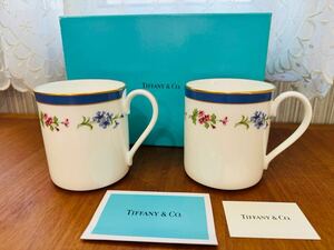 【未使用】 TIFFANY&Co. Tiffany Floral ティファニーフローラル 花柄 マグカップ 2客セット ペアマグ