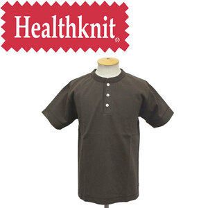 Healthknit (ヘルスニット) 7560 マックスウェイト ヘンリーネック 半袖Tシャツ HK003カーキS