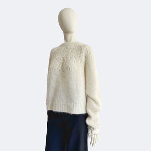 CELINE セリーヌ トリオンフ クルーネックセーター アイボリー ニット 長袖ニット \ CELINE Alpaca Wool Triomphe Sweater 