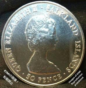 50ペンス　エリザベス2世　女王の母　フォークランド諸島　1980年　大型コイン QUEEN ELIZABETH II FALKLAND ISLANDS 50 PENCE