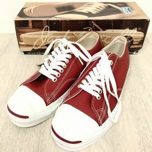 希少!デッド 箱付 ビンテージ★【CONVERSE】コンバース★ジャックパーセル 90s スニーカー JACK PURCELL 赤 レザー USA製 sizeUS7.5 07