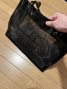 ヴィンテージ オールド フェンディ FENDI メッシュ トートバッグ 黒 ブラック ナイロン エナメル MADE IN ITALY イタリア製 鞄 カバン