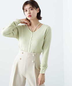 「JILL by JILL STUART」 Vネックニット FREE グリーン レディース