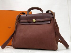 ◆美品◆HERMES エルメス◆エールバッグ アド◆トワルミリタリー レザー 本革◆2way リュック サック バックパック◆茶◆C□E刻印◆A9611