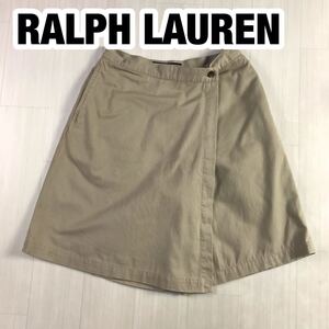 POLO SPORT RALPH LAUREN ポロスポーツ ラルフローレン 巻きスカート キュロット 4 ベージュ ロゴパッチ