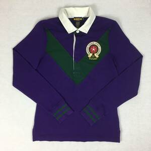 RUGBY Ralph Lauren ラグビー ラルフローレン ラガーシャツ Mサイズ パープル/グリーン 長袖シャツ レディース WMRGKNIS1J00005