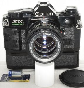 【整備/性能測定済】Canon AE-1 PROGRAM ブラック＋NFD50mmF1.4_パワーワインダーA付属_P,S,機能OK(2822540_213)