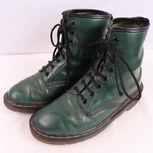 英国製ドクターマーチン UK4 1/2/23.0cm～23.5cm/8ホール 緑 グリーン 本革 レザー イングランド　drmartens 古着 中古 dh4173