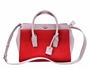 kate spade ケイトスペード 2WAY バイカラー ハンド バッグ ベージュｘ赤 ■■ ☆ ega5 レディース