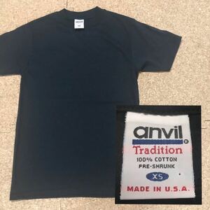 XSサイズ 新品【USA製 デッドストック】アンビル anvil Tシャツ 5.4oz ( ブラック ) 無地 アメリカ製 チャンピオン 2000年製 ヴィンテージ