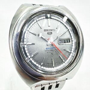 稼働品 SEIKO 5 セイコー 7019-6020 自動巻 SPORTS 21石 メンズ腕時計 グレー文字盤 ヴィンテージ 1970年製 AT デイデイト ベルト純正