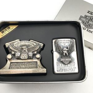 ★E10361/ZIPPO ジッポー/オイルライター/Harley Davidson ハーレーダビッドソン/限定版/1995年製/台座セット/ケース付/火花OK す