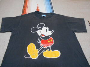 １９７０年代製 ミッキーマウスMICKEY MOUSE Tシャツ ビンテージ ブラック 黒 MADE IN USA VINTAGE ANTIQUES ディズニーランド WALT DISNEY