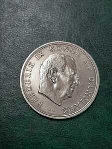 アンティークコイン　デンマーク　1967年 フレデリク9世　5クローネ　大型コイン