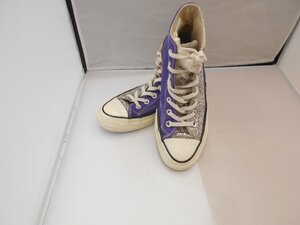 【CONVERSE】コンバース　チャックテイラー　バスケットシューズ　スパンコール　23.5㎝　パープル×シルバー　SY02-MD8