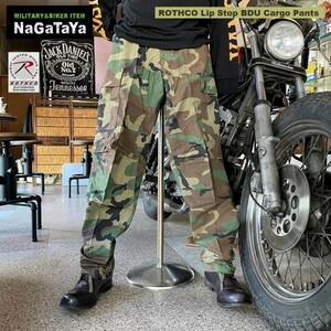 新品 ROTHCO ロスコ リップストップ BDU カーゴパンツ USA規格 Lサイズ ウッドランドカムフラージュ柄 グリーン系 5947 迷彩柄