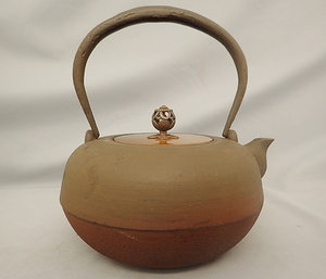 鉄瓶 銅蓋 平丸型 高岡銅器　中古　日本製　Japanese Craft　　made in Japan