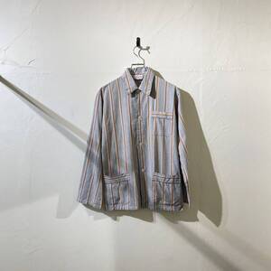 vintage pajama stripe cotton shirt 古着 ビンテージ コットンストライプパジャマシャツ 長袖シャツ 80s 90s