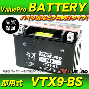 新品 即用式バッテリー VTX9-BS 互換 YTX9-BS / Z750 Z750S Z1000 KLX650 KLX650R ZXR750R ZX-9R ZX-6RR ZX-7RR GSX-R750 RF400R RF900R