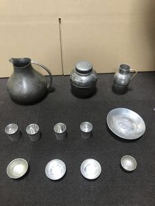 酒器 錫製 本錫 純錫 盃 徳利 お猪口 茶壺 selangor pewter 97% セランゴール　まとめ　1.5キロ