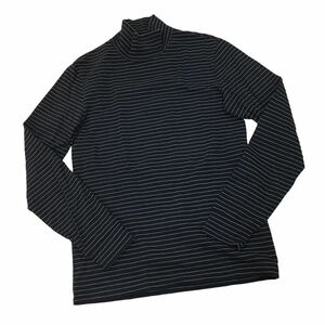 C317 theory セオリー ハイネック 長袖 Tシャツ ロンT ロング ティシャツ トップス カットソー メンズ XS ブラック 黒 ボーダー